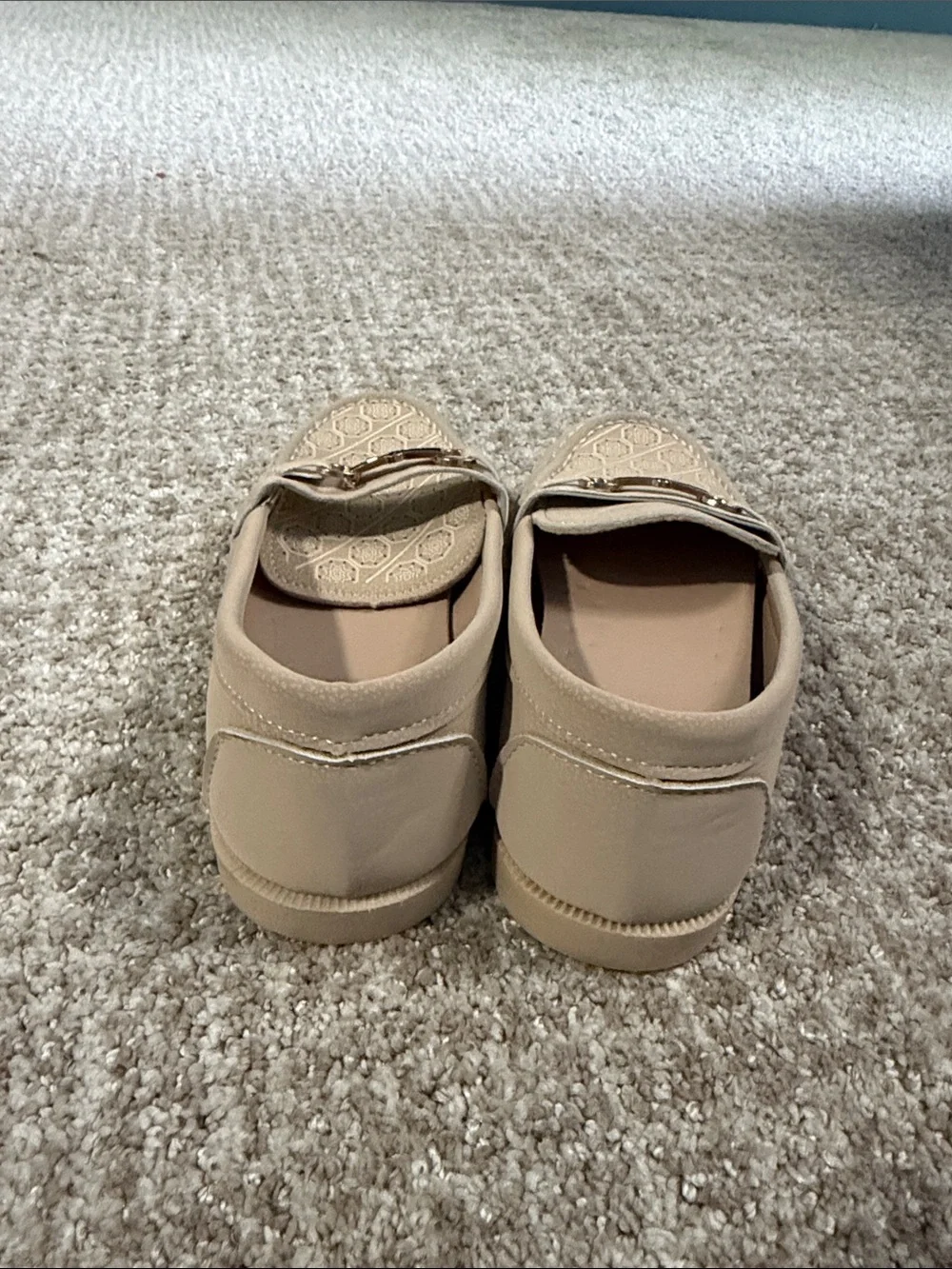 Girls' Tan Embossed Loafers with Decorative Bit